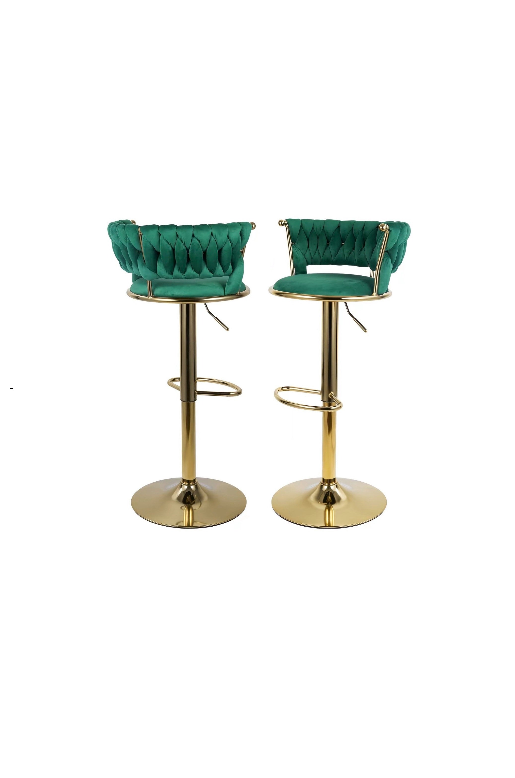 Green Velvet Swivel Counter Stools with Gold Base (Set of 2), view 2