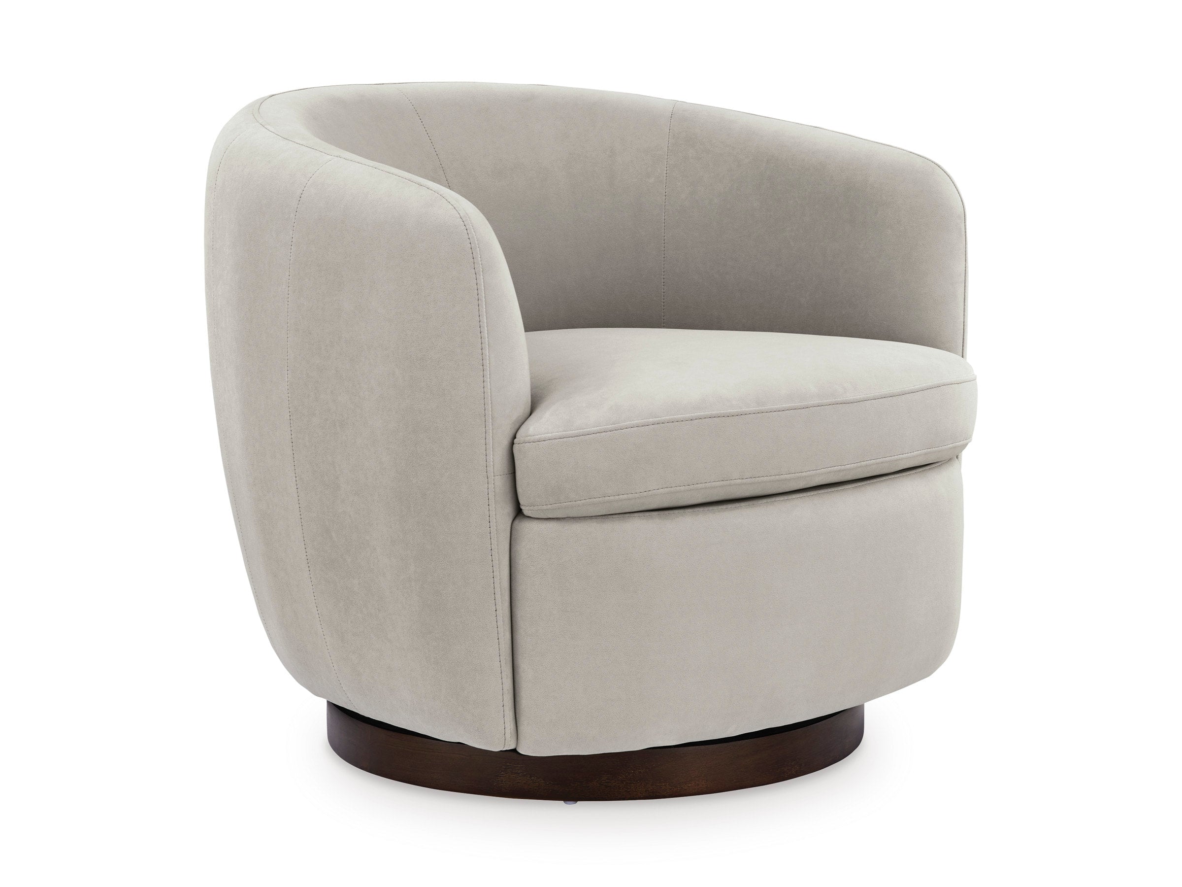 Ashley Light Beige Velvet Swivel Barrel Chair
