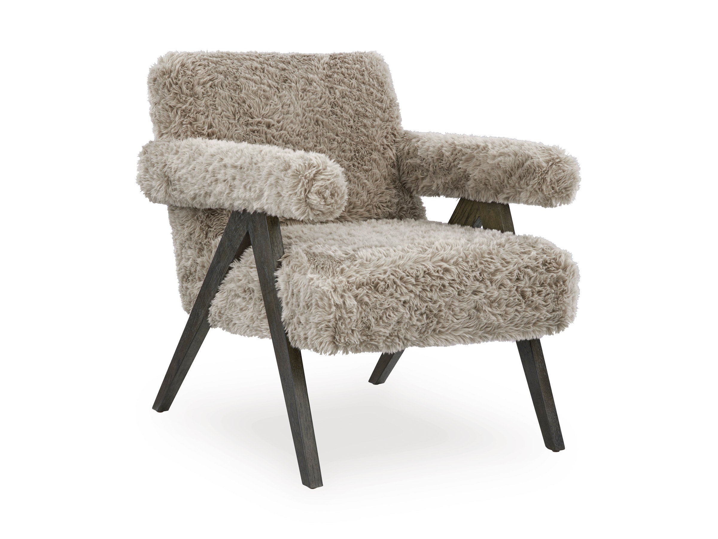 Ashley Mocha Faux Fur Accent Chair, view 2
