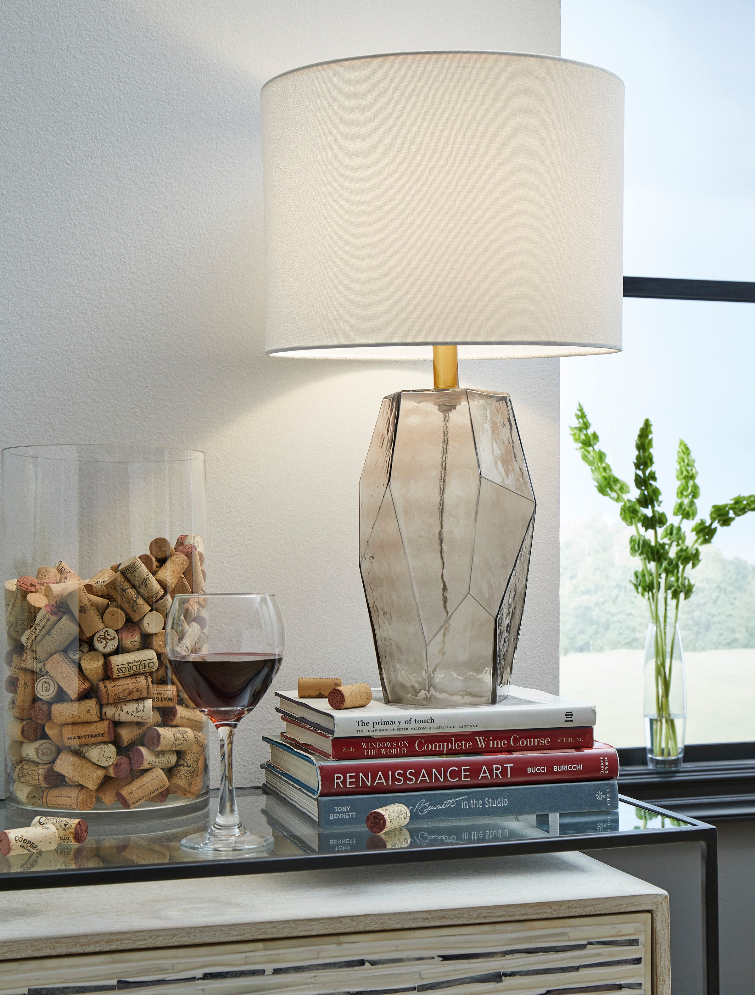 Ashley Gray Glass Table Lamp