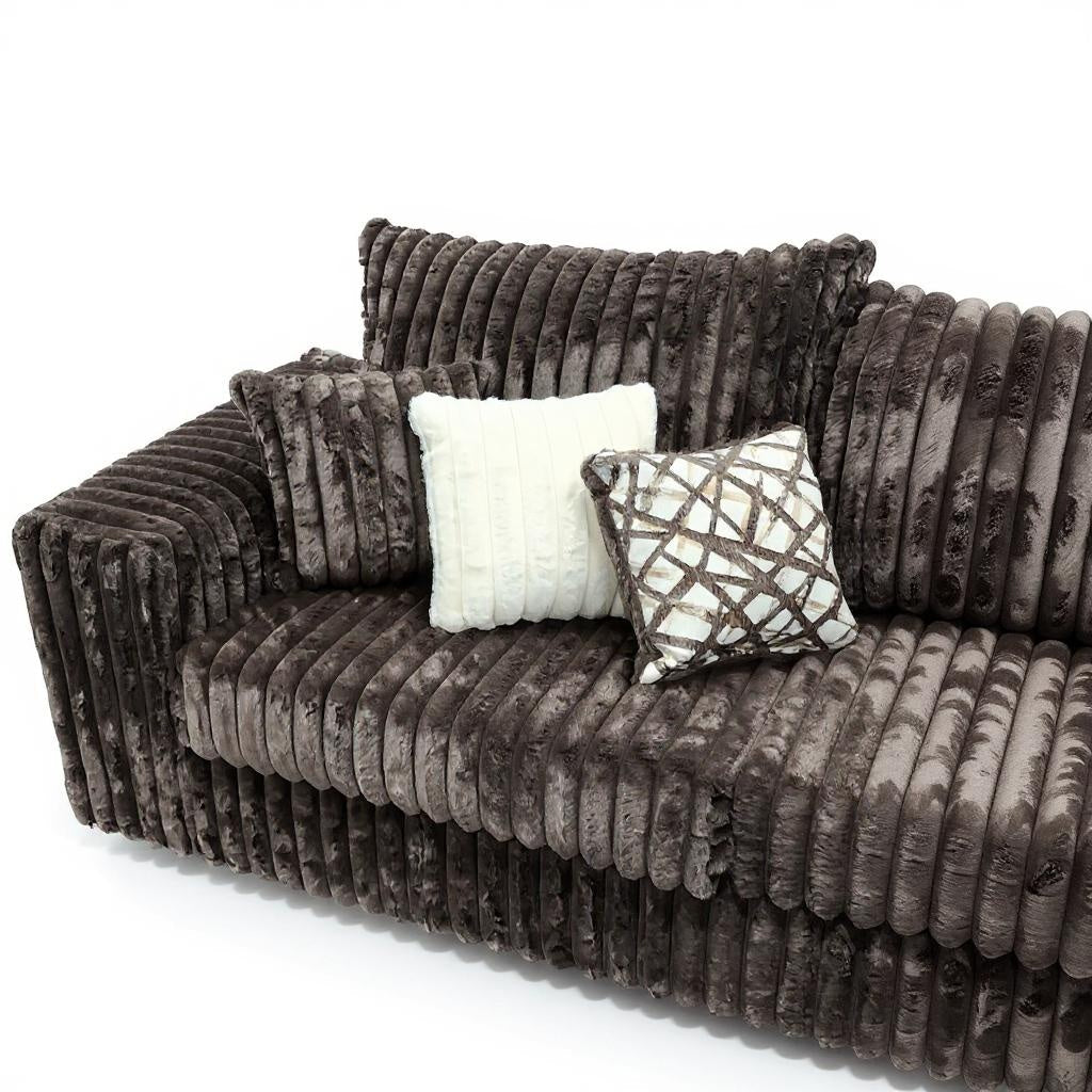 Texan Chocolate Oversized Corduroy Sectional with Chaise, view 3