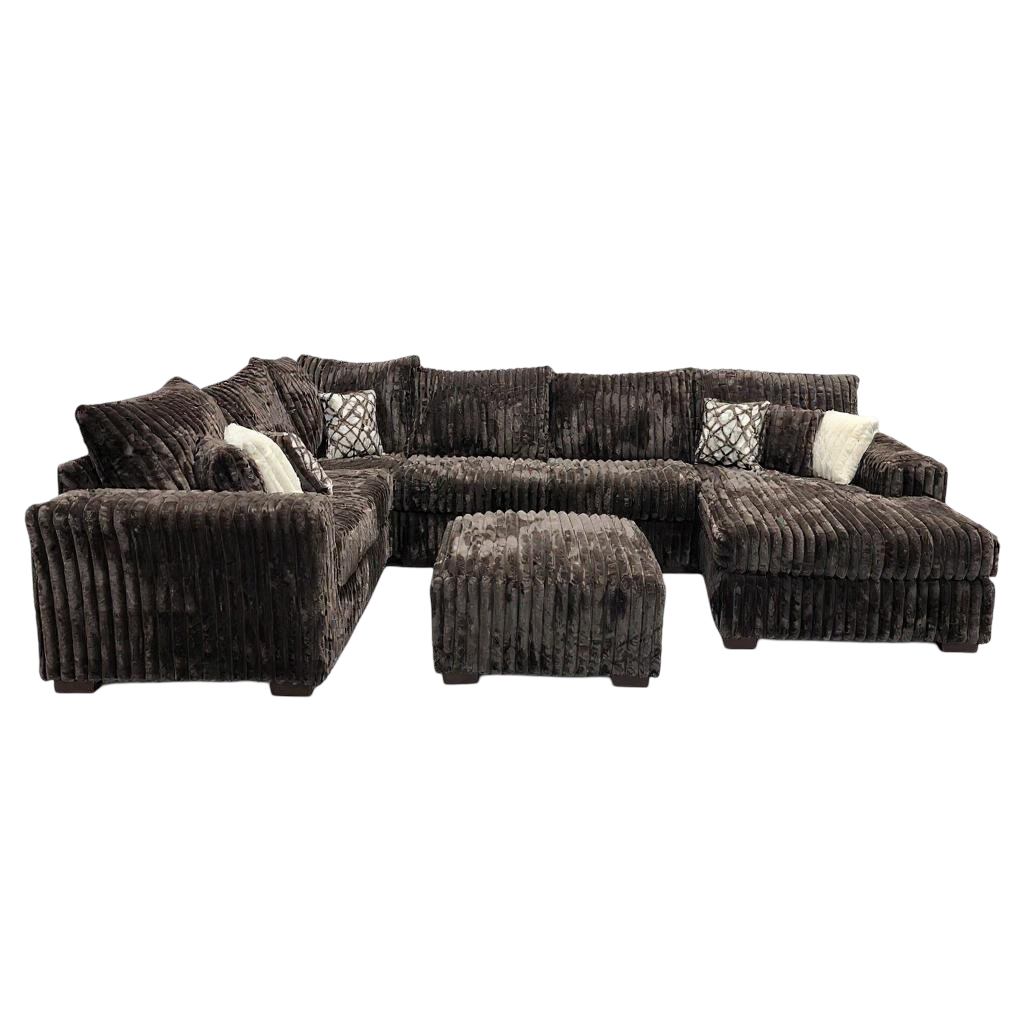 Texan Chocolate Oversized Corduroy Sectional with Chaise, view 2