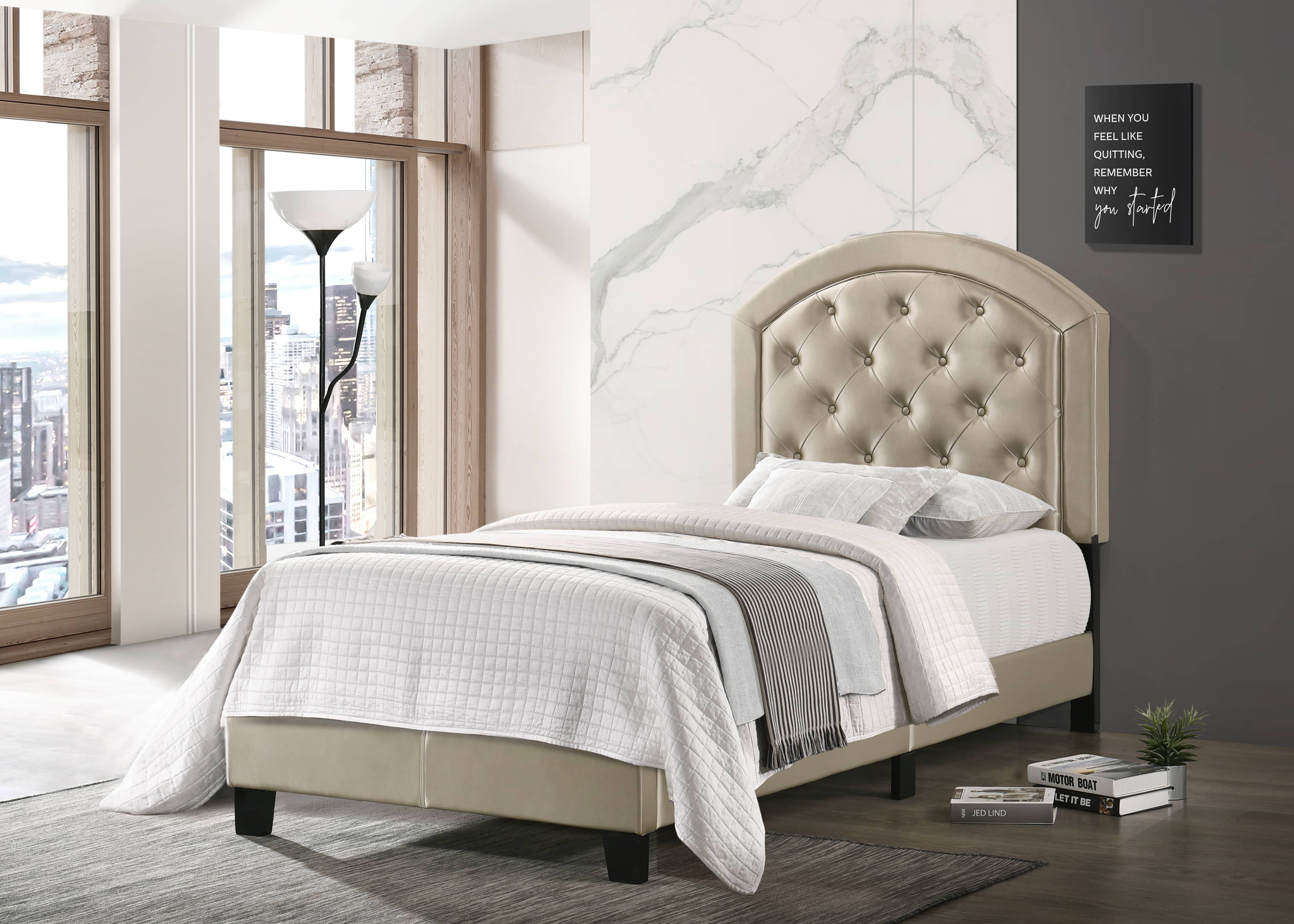 GABY ADJUSTABLE TWIN PLATFORM BED IN GOLD