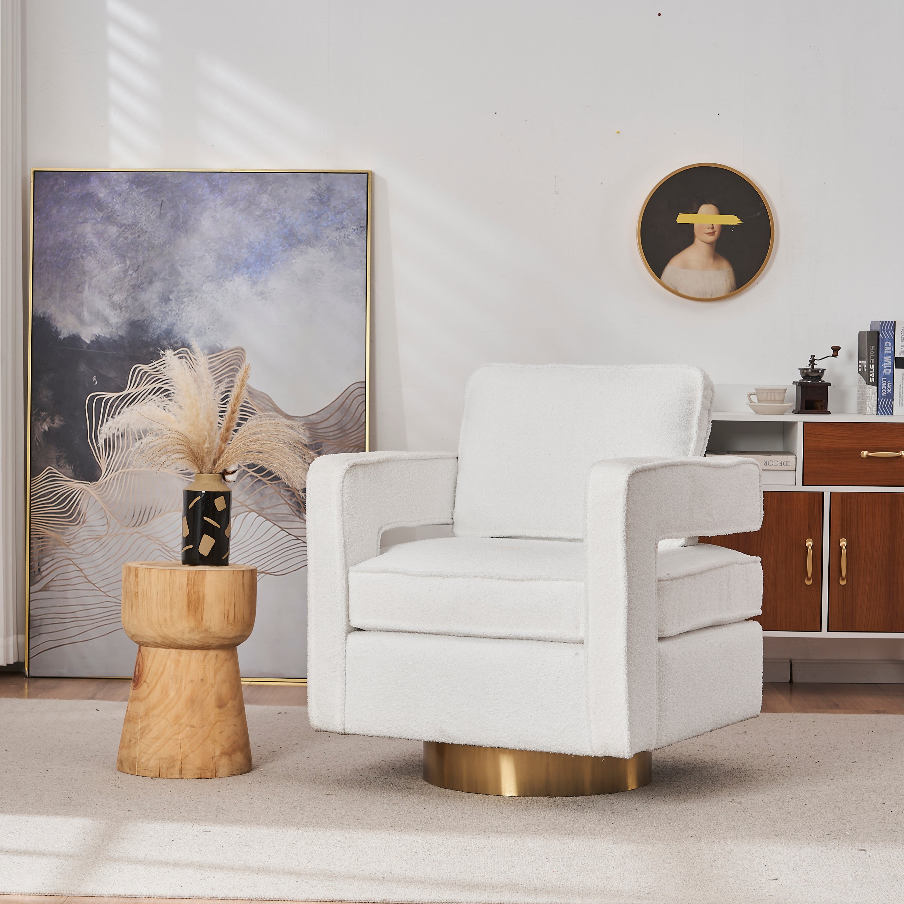 Swivel Barrel Chair for Living Room,360 Degree Swivel Club Modern Accent Single Sofa Chair, Small Leisure Arm Chair for Nursery, Hotel, Bedroom, Office