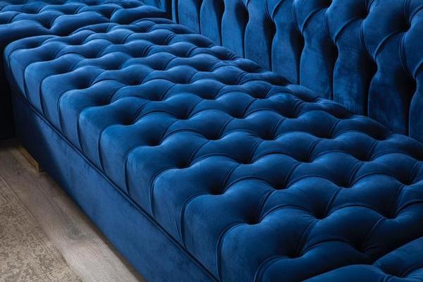 LAUREN VELVET NAVY DOUBLE CHAISE SECTIONAL