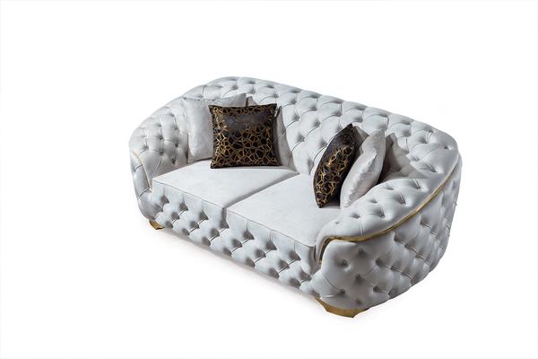 LUPINO IVORY VELVET SOFA & LOVESEAT