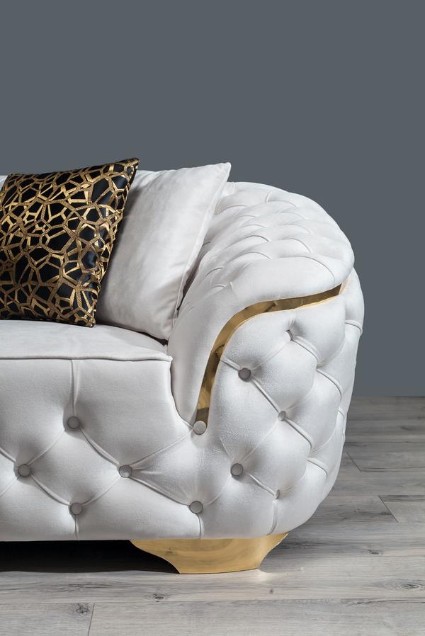 LUPINO IVORY VELVET SOFA & LOVESEAT