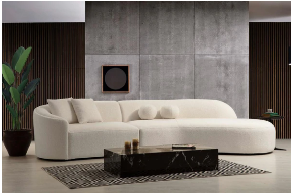 CLOE IVORY BOUCLE CURVED RAF SECTIONAL