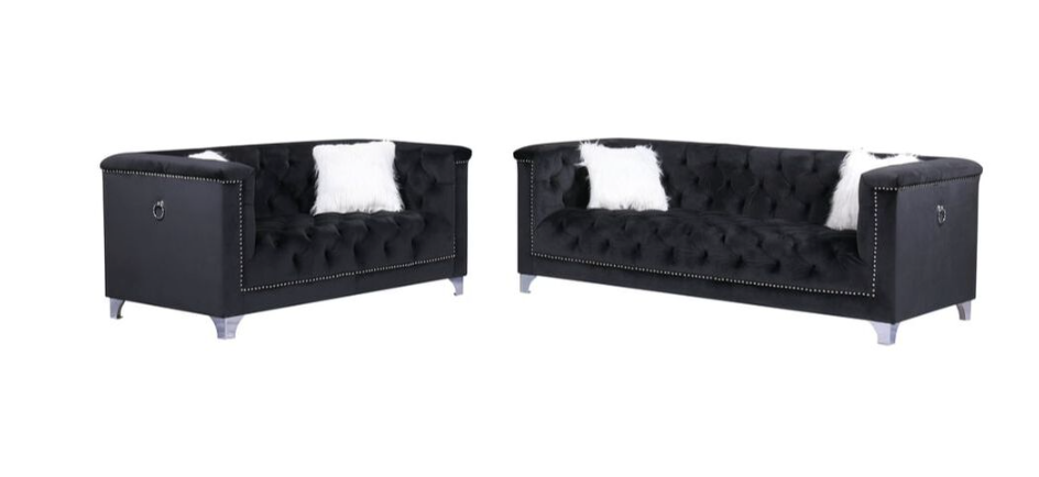 PRINCE BLACK VELVET SOFA & LOVESEAT