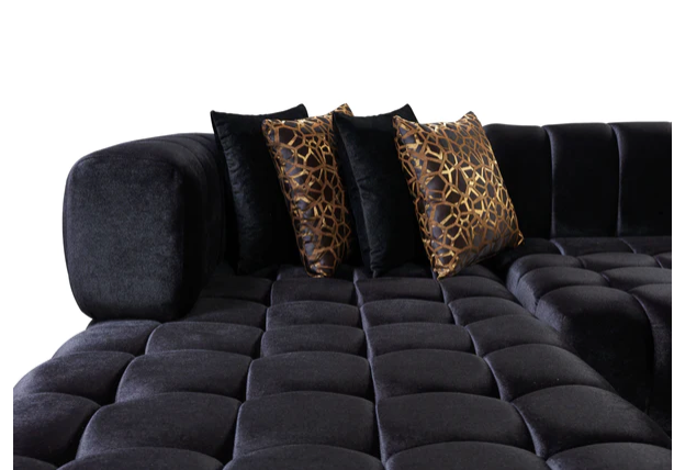 ARIANA VELVET BLACK DOUBLE CHAISE SECTIONAL