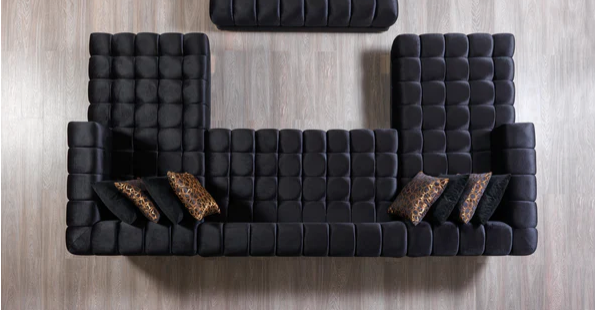 ARIANA VELVET BLACK DOUBLE CHAISE SECTIONAL