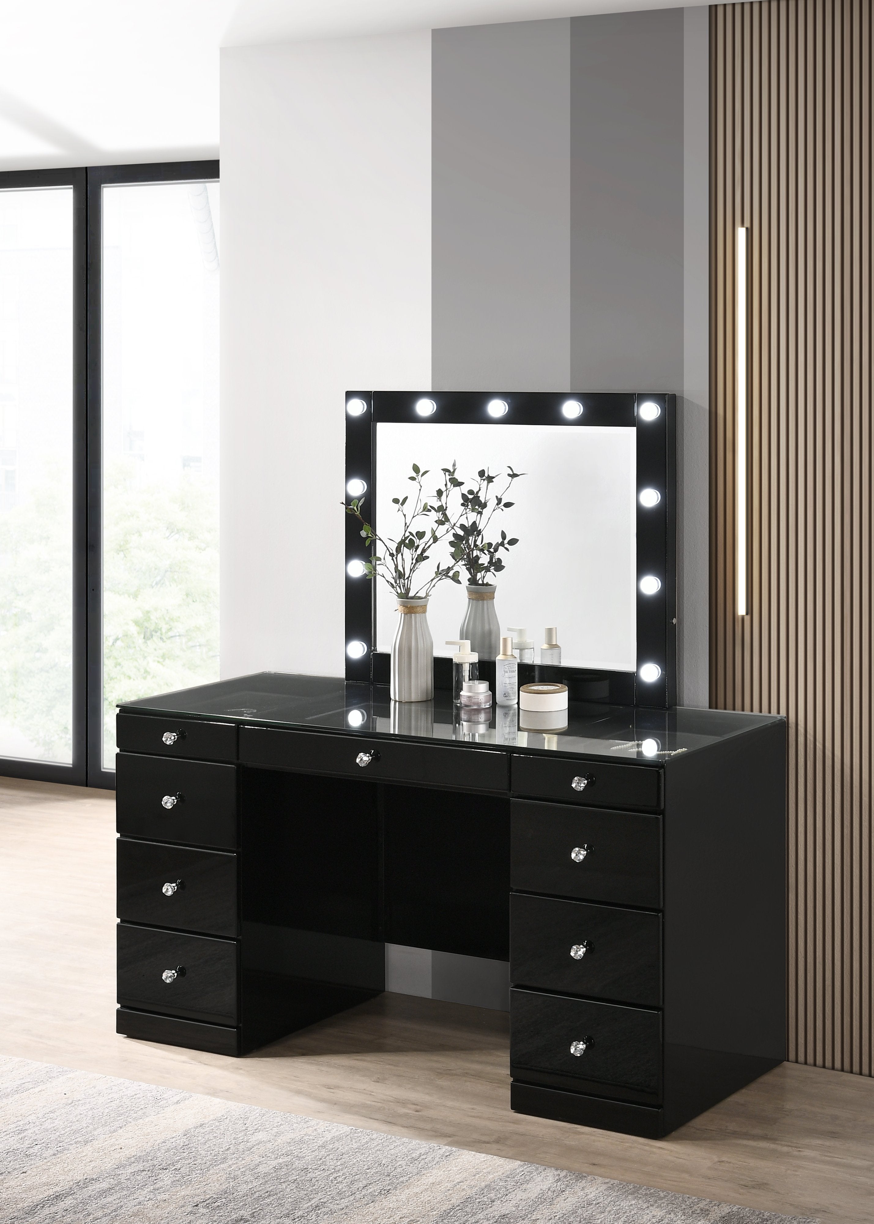 AVERY BLACK VANITY W/ TOP BY CROWNMARK AVAILABLE IN HOUSTON, DALLAS, SAN ANTONIO, & AUSTIN  SKU b4850-BK-91
