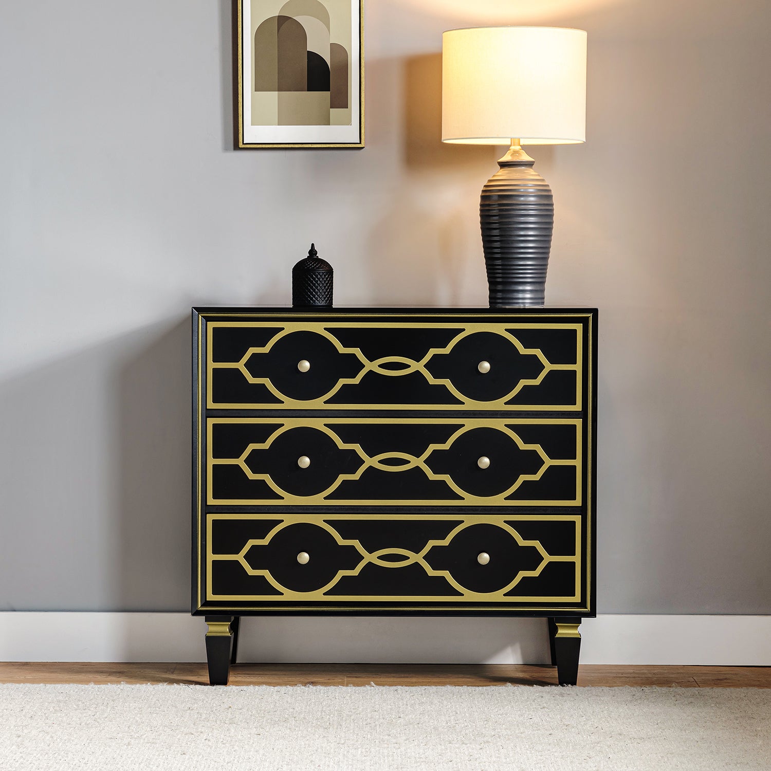 Charissa 34'' Tall 3 - Drawer Accent Chest BLACK
