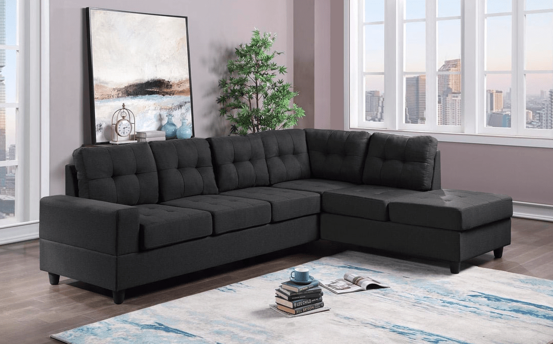 JAMES BLACK LINEN FABRIC SECTIONAL By HH AVAILABLE IN HOUSTON, DALLAS, AUSTIN, SAN ANTONIO, & NATIONWIDE