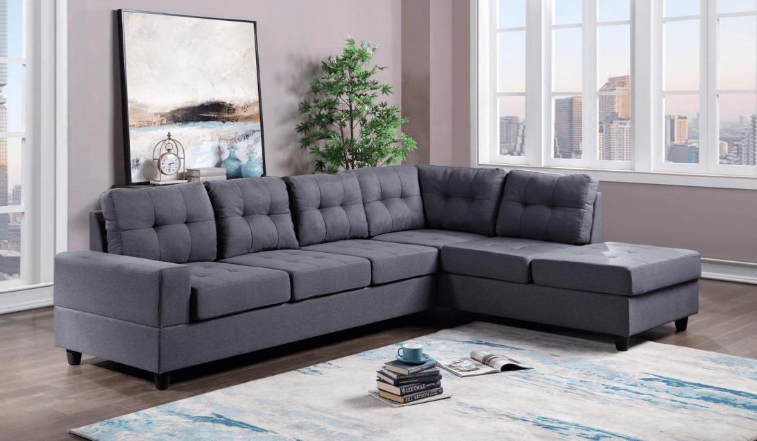 JAMES GREY LINEN FABRIC SECTIONAL By HH AVAILABLE IN HOUSTON, DALLAS, AUSTIN, SAN ANTONIO, & NATIONWIDE