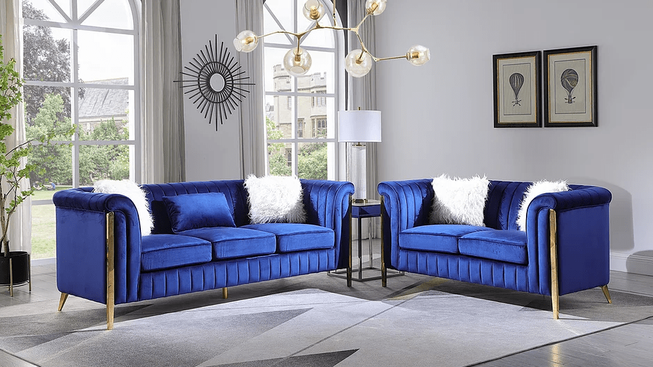 FARA BLUE SOFA & LOVESEAT BY NEW ERA AVAILABLE IN HOUSTON, DALLAS, SAN ANTONIO, & AUSTIN  SKU S8288BL
